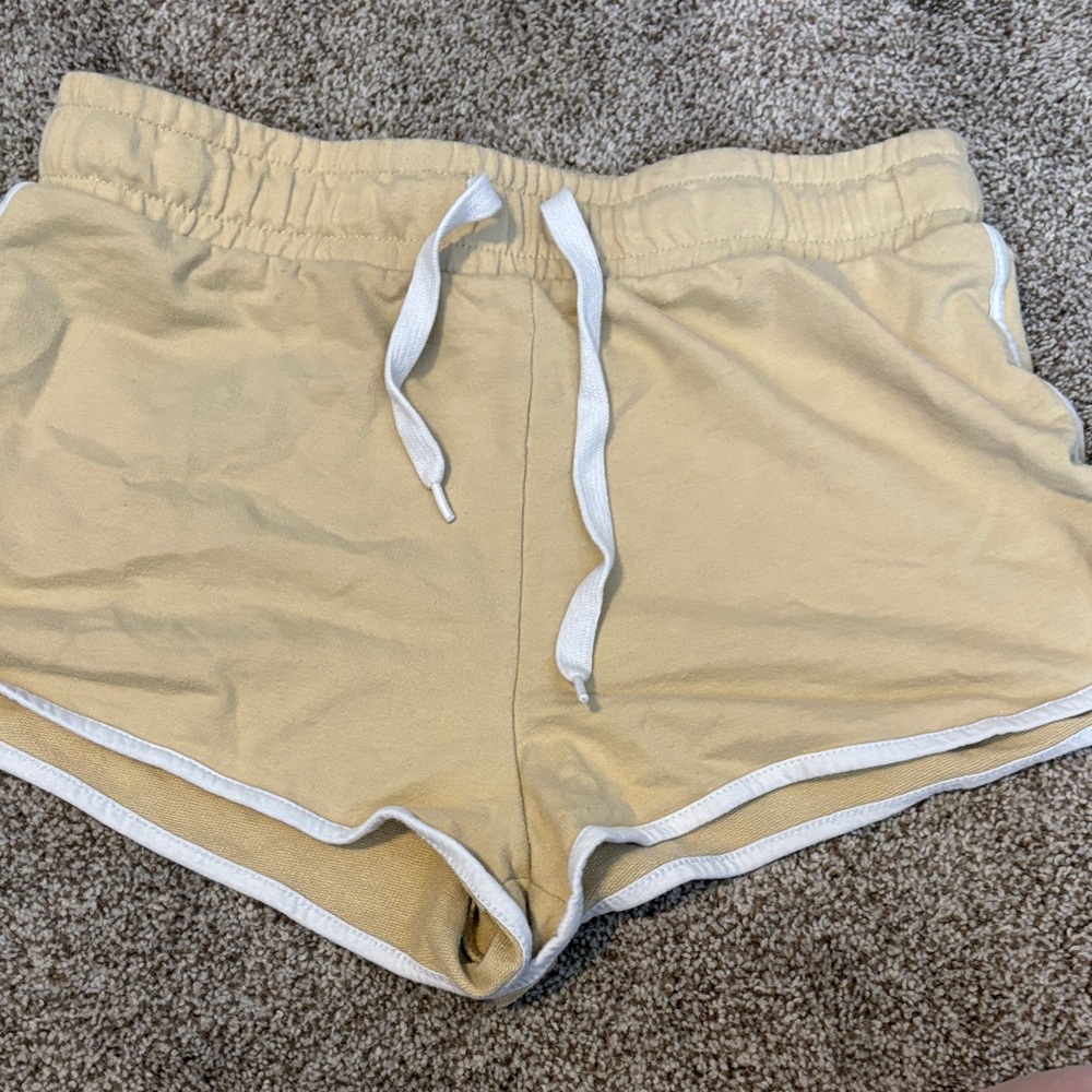 Forever 21 Tan Athletic Shorts with White Accents